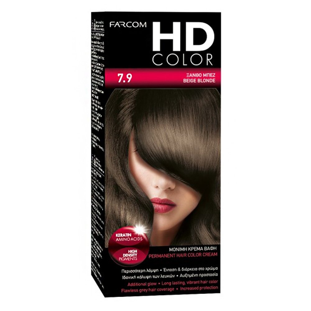 Farcom Βαφή Μαλλιών HD Color No 7.9 Ξανθό Μπέζ, 60ml 