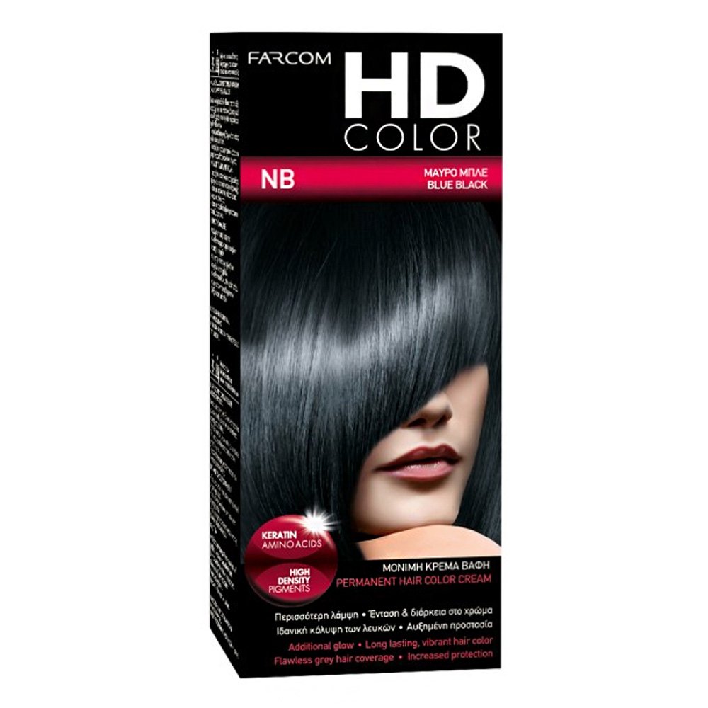 Farcom Βαφή Μαλλιών HD Color No NB Μαύρο Μπλε, 60ml