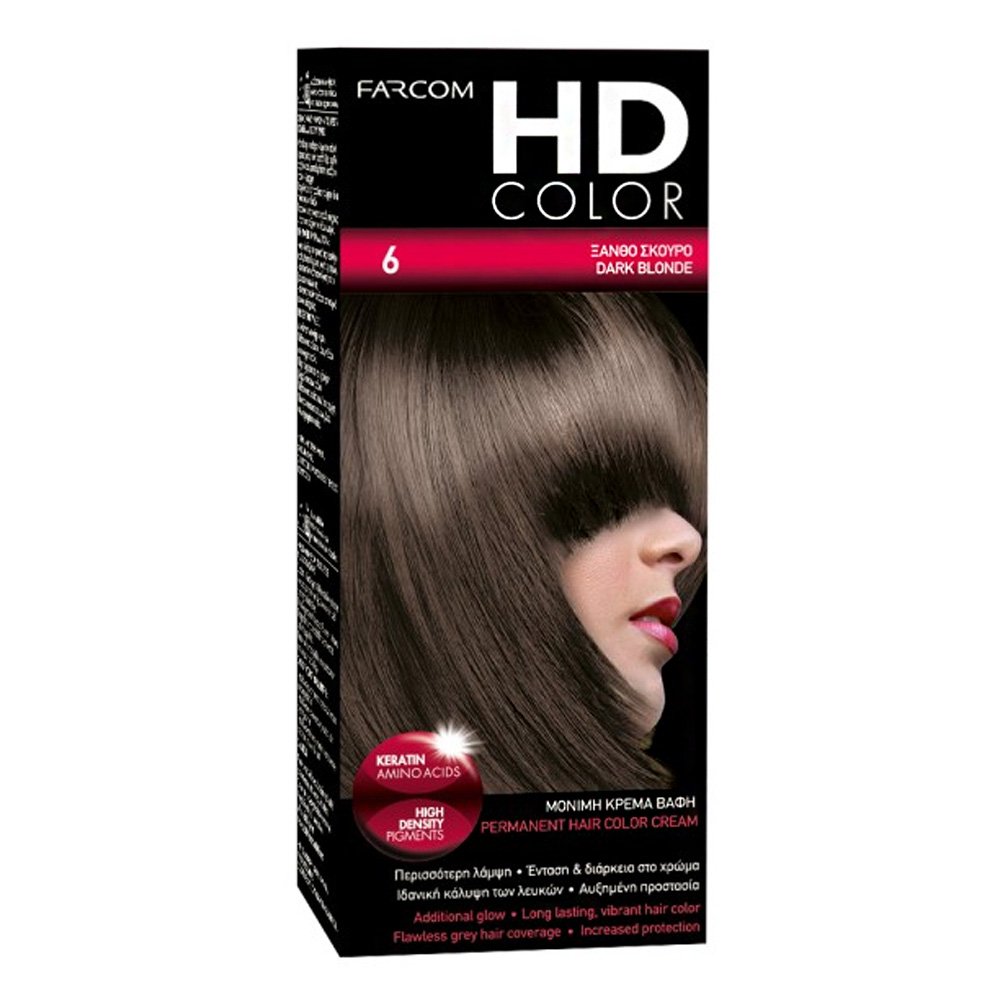 Farcom Βαφή Μαλλιών HD Color No 6 Ξανθό Σκούρο, 60ml