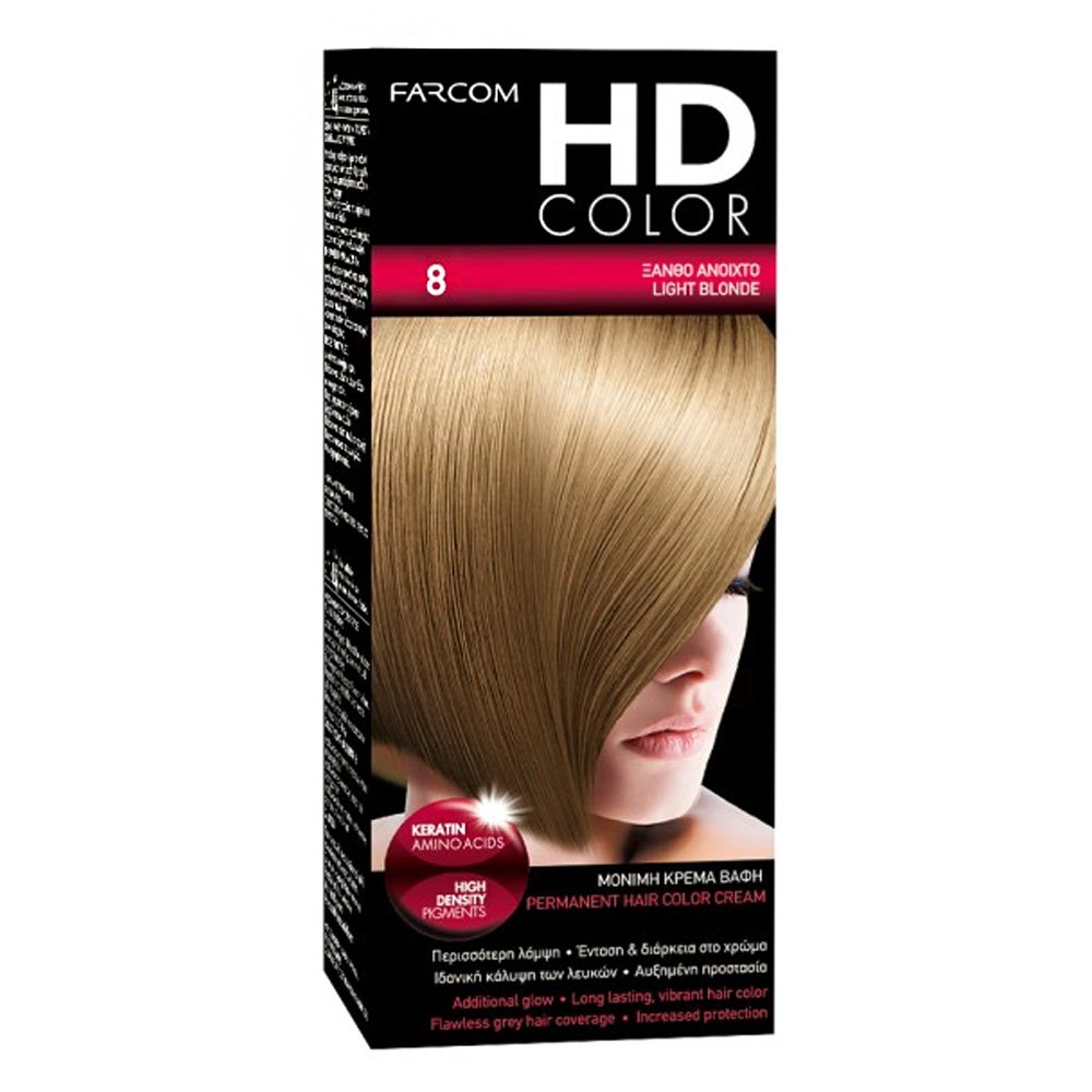 Farcom Βαφή Μαλλιών HD Color No 8 Ξανθό Ανοικτό, 60ml
