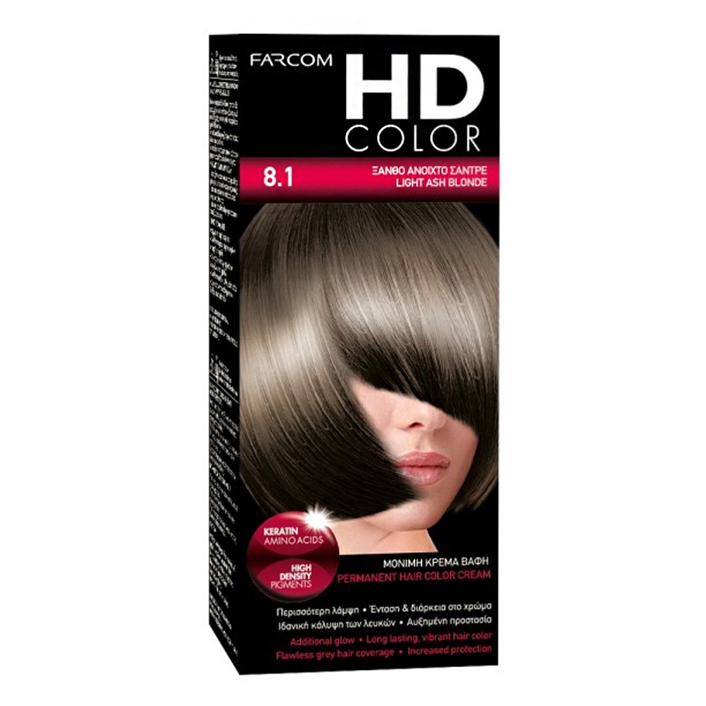 Farcom Βαφή Μαλλιών HD Color No 8.1 Ξανθό Ανοικτό Σαντρέ,  60ml