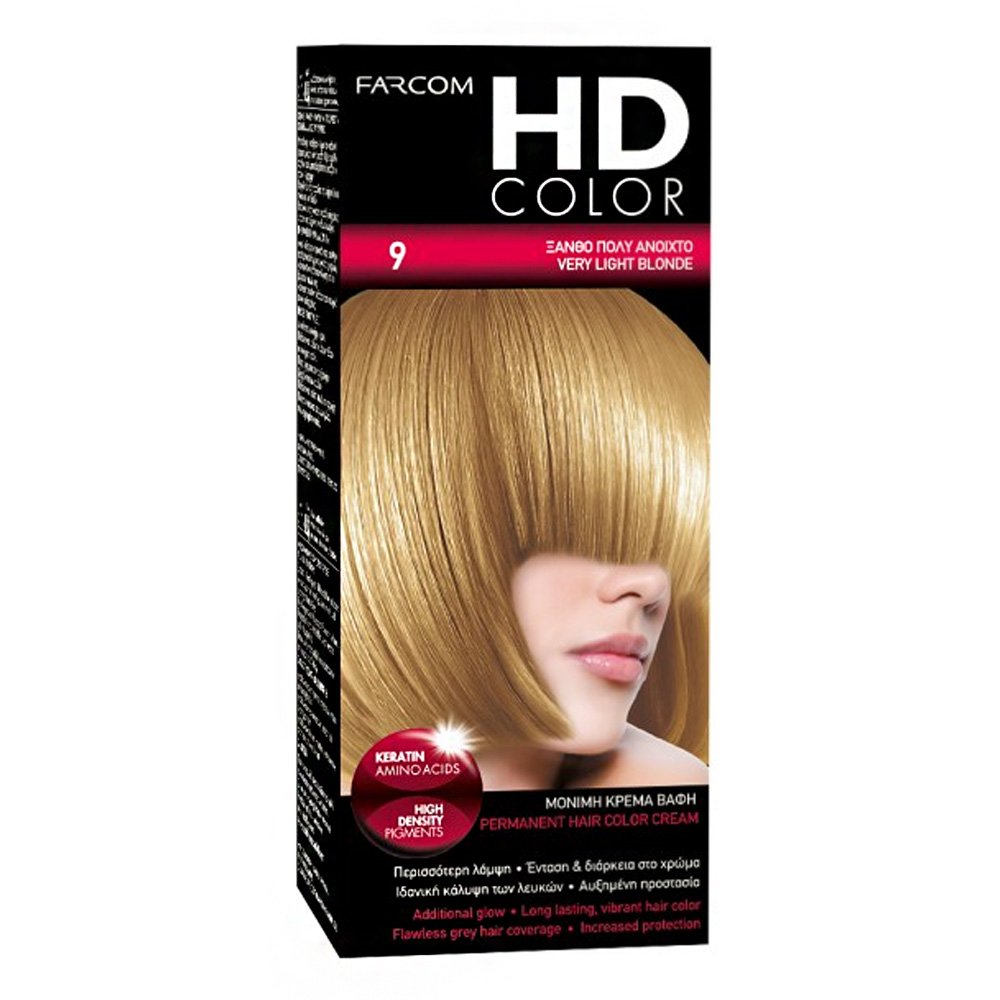 Farcom Βαφή Μαλλιών HD Color No 9 Ξανθό Πολυ Ανοικτό, 60ml