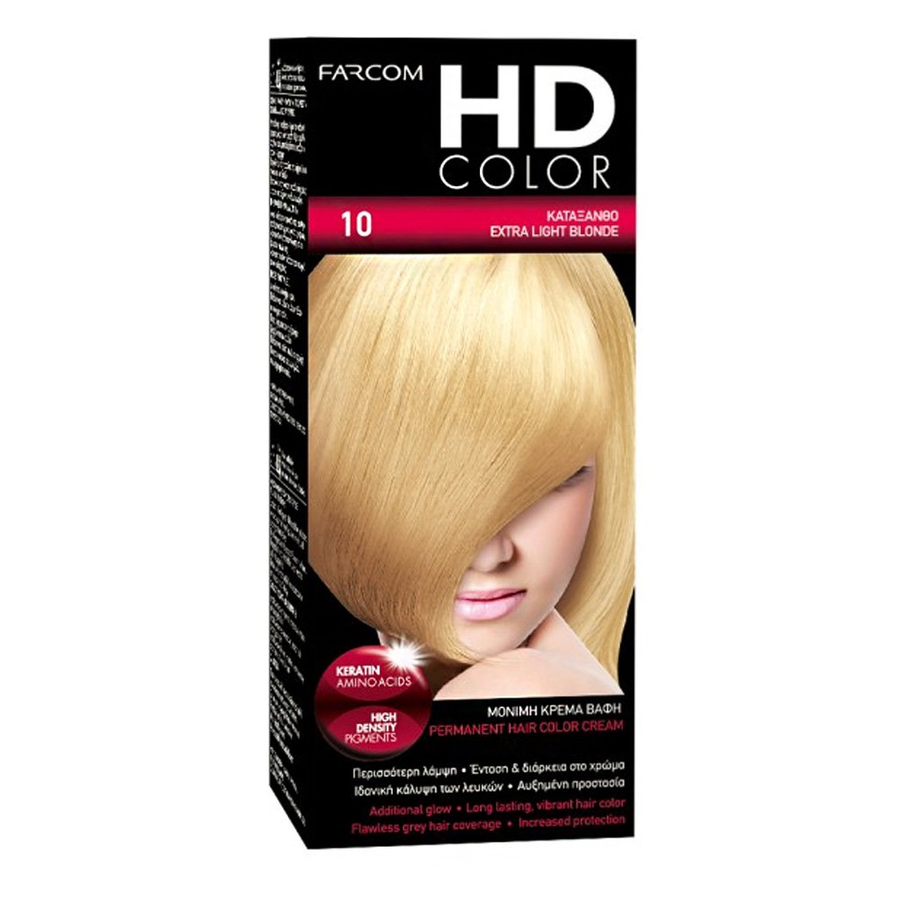 Farcom Βαφή Μαλλιών HD Color No10 Κατάξανθο, 60ml