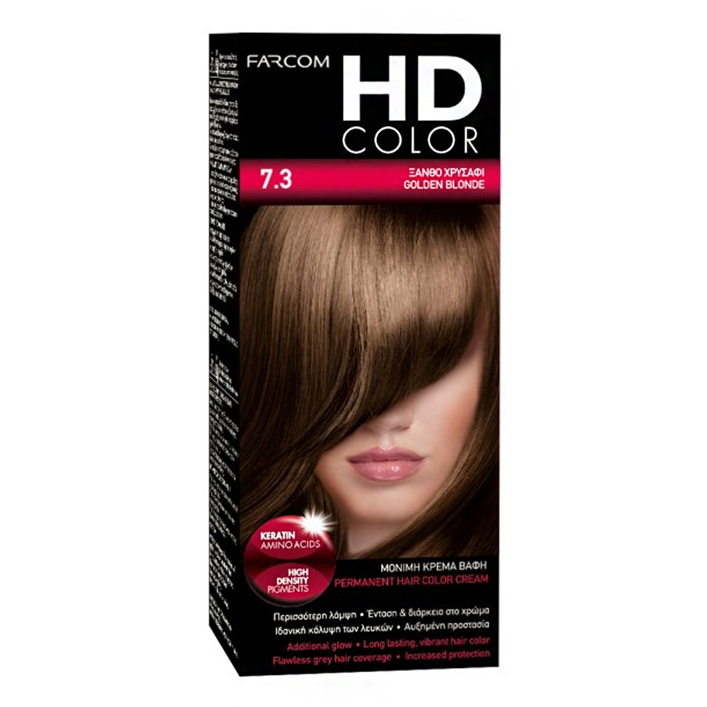 Farcom Βαφή Μαλλιών HD Color No 7.3 Ξανθό Χρυσαφί, 60ml