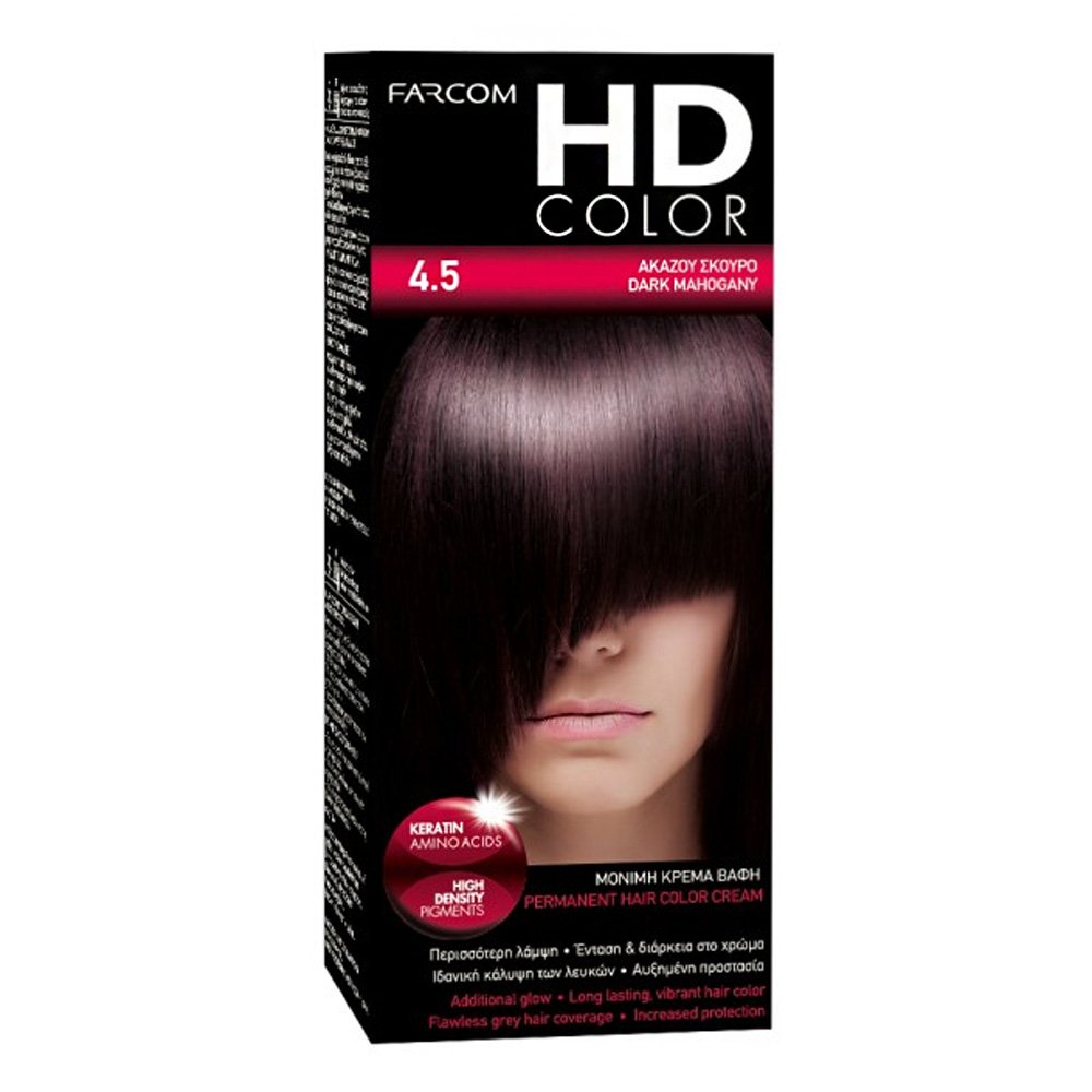 Farcom Βαφή Μαλλιών HD Color No 4.5 Ακαζού Σκούρο, 60ml
