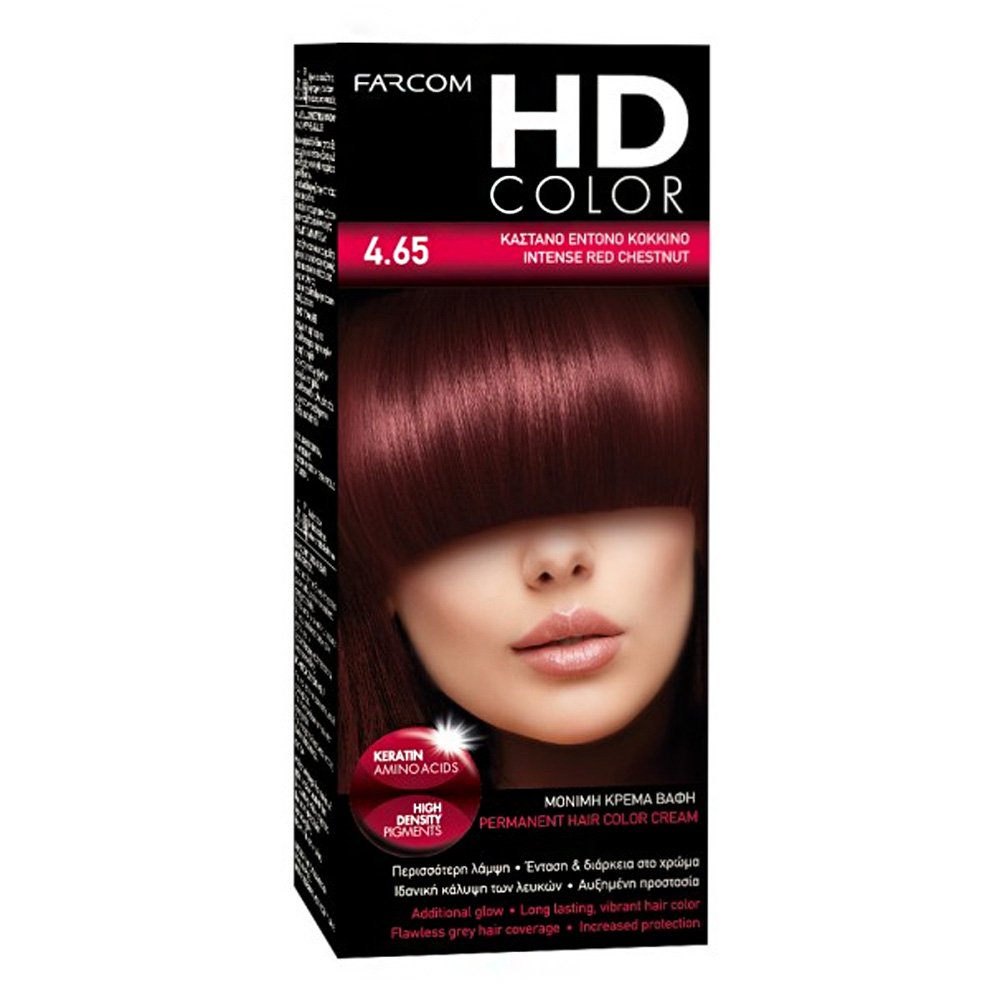 Farcom Βαφή Μαλλιών HD Color No 4.65 Καστανό Έντονο Κόκκινο, 60ml