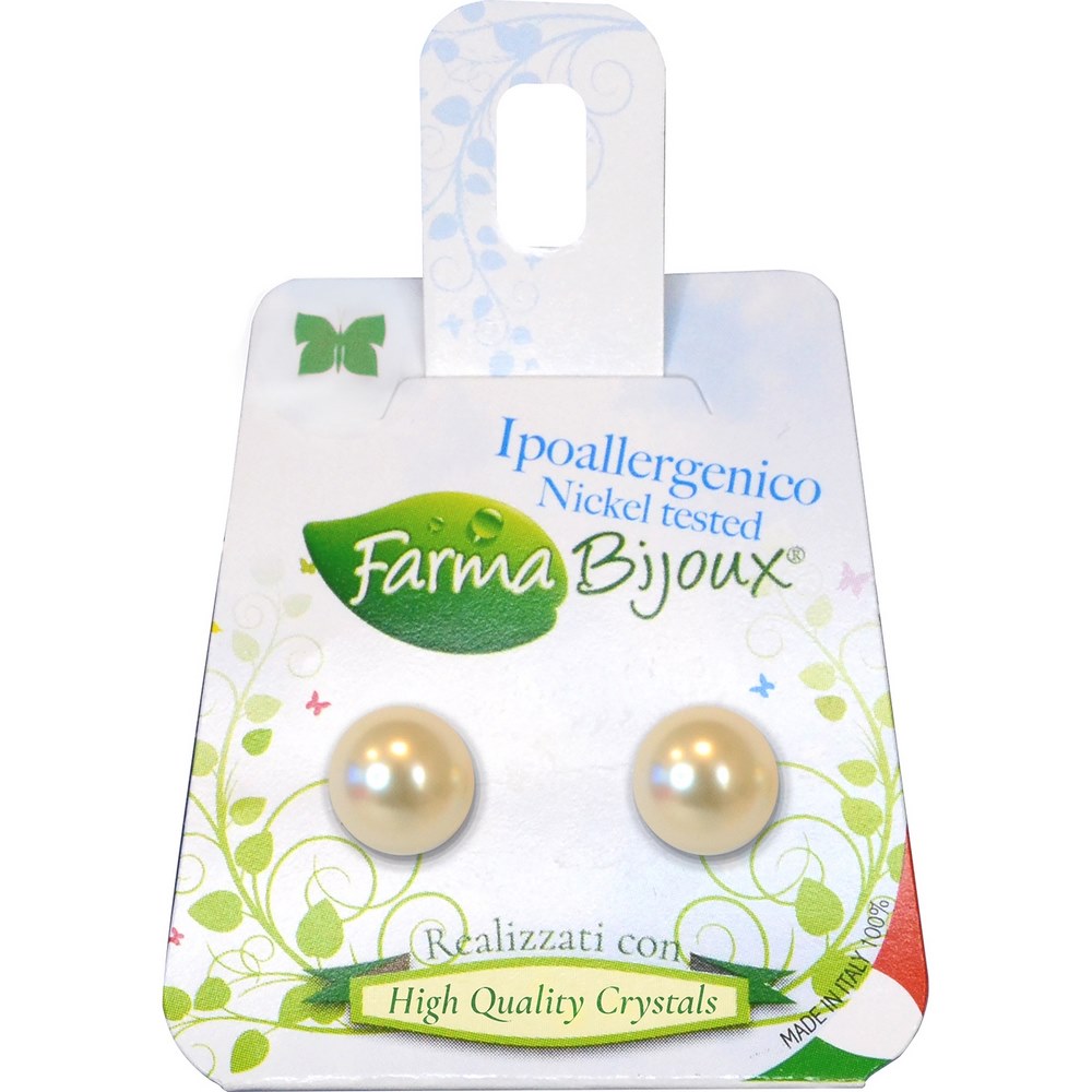 Farma Bijoux Υποαλλεργικά Σκουλαρίκια Cream Πέρλα 8mm, 1 ζευγάρι