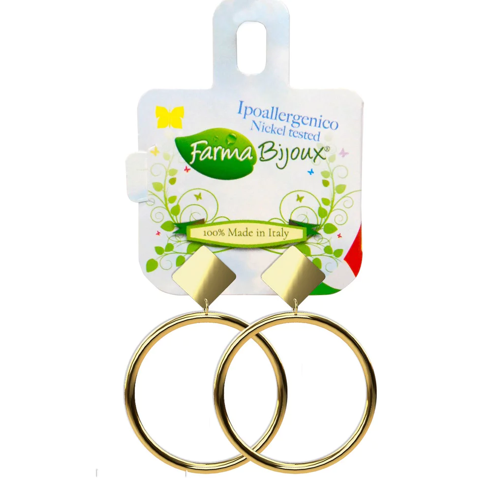 Farma Bijoux Υποαλλεργικά Σκουλαρίκια Χρυσοί Κρίκοι Τετραγωνισμένοι 30Μ, 1 ζευγάρι Farma Bijoux Υποαλλεργικά Σκουλαρίκια Χρυσοί Κρίκοι Τετραγωνισμένοι 30Μ, 1 ζευγάρι