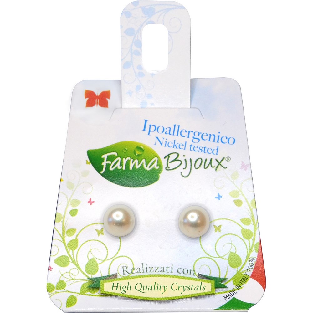Farma Bijoux Υποαλλεργικά Σκουλαρίκια Λευκή Πέρλα 6mm, 1 ζευγάρι