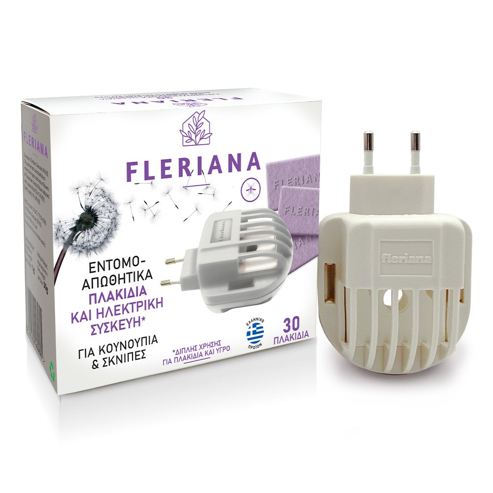 Fleriana Εντομοαπωθητικά Πλακίδια & Ηλεκτρική Συσκευή Για Κουνούπια & Σκνίπες, 30πλακίδια