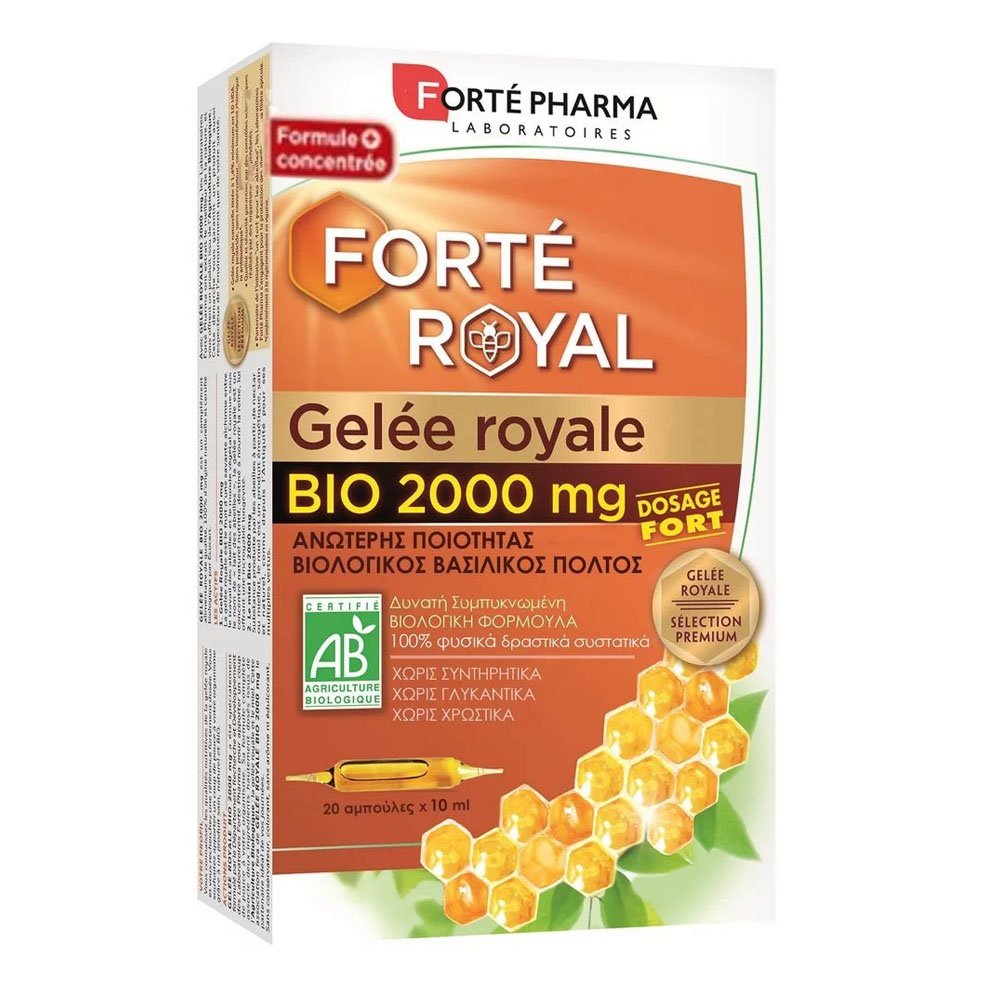 Forte Pharma Forte Royal Gelee Royale Bio 2000mg Βιολογικός Βασιλικός Πολτός για Τόνωση, Ενέργεια & Ενίσχυση του Ανοσοποιητικού, 20amps x 10ml