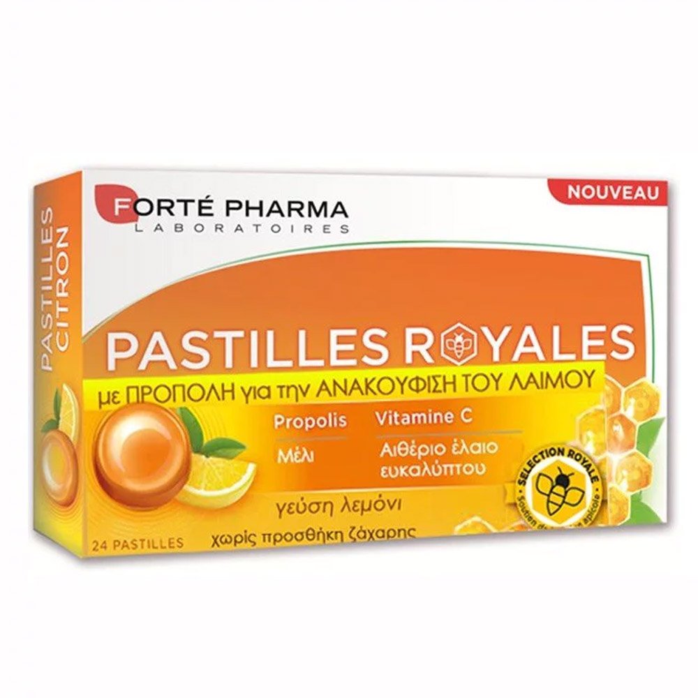 Forte Pharma Pastilles Royales Παστίλιες με Πρόπολη & Γέυση Λεμόνι για τον Πονόλαιμο, 24τεμ