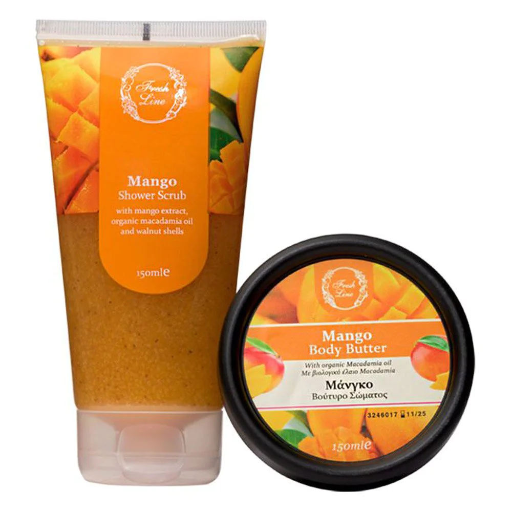 Fresh Line Limited Edition Spring '24 Mango Σετ Περιποίησης Σώματος με Shower Scrub 150ml & Βούτυρο Σώματος 150ml, 1σετ Fresh Line Limited Edition Spring '24 Mango Σετ Περιποίησης Σώματος με Shower Scrub 150ml & Βούτυρο Σώματος 150ml, 1σετ