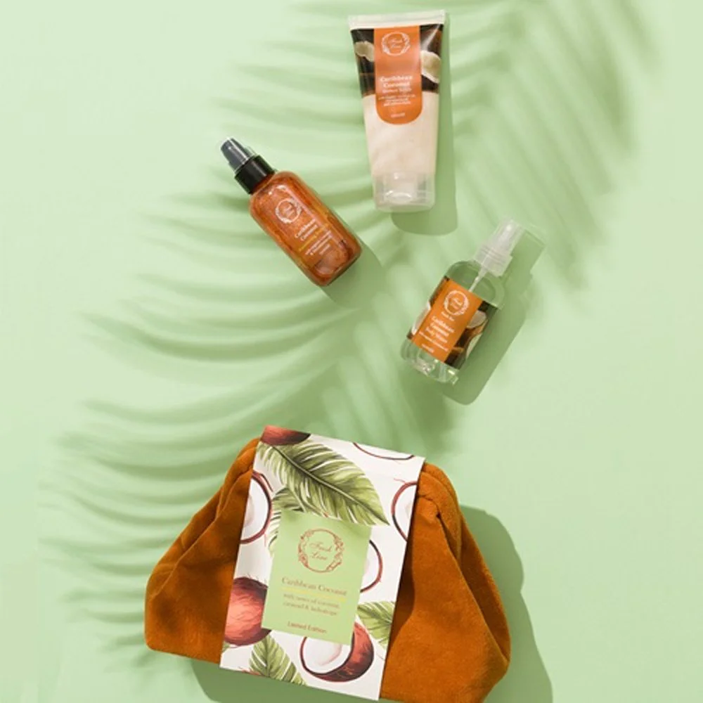Fresh Line Caribbean Coconut Σετ Περιποίησης με Νότες Καρύδας, Καραμέλας & Ηλιοτρόπιου, 3τμχ