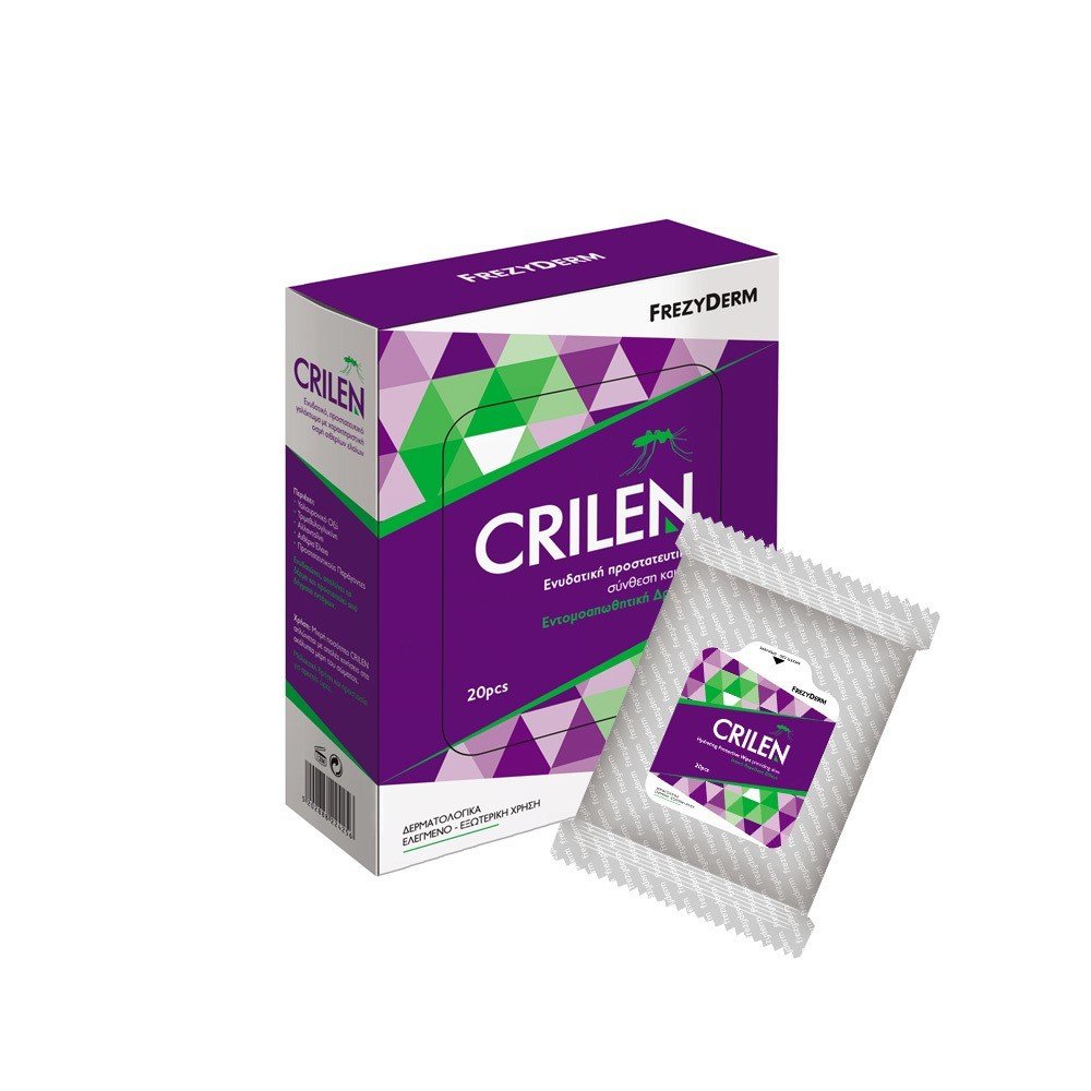 Frezyderm Crilen Wipes Υγρά Εντομοαπωθητικά Μαντηλάκια σε Ατομικά Φακελάκια, 20τμχ
