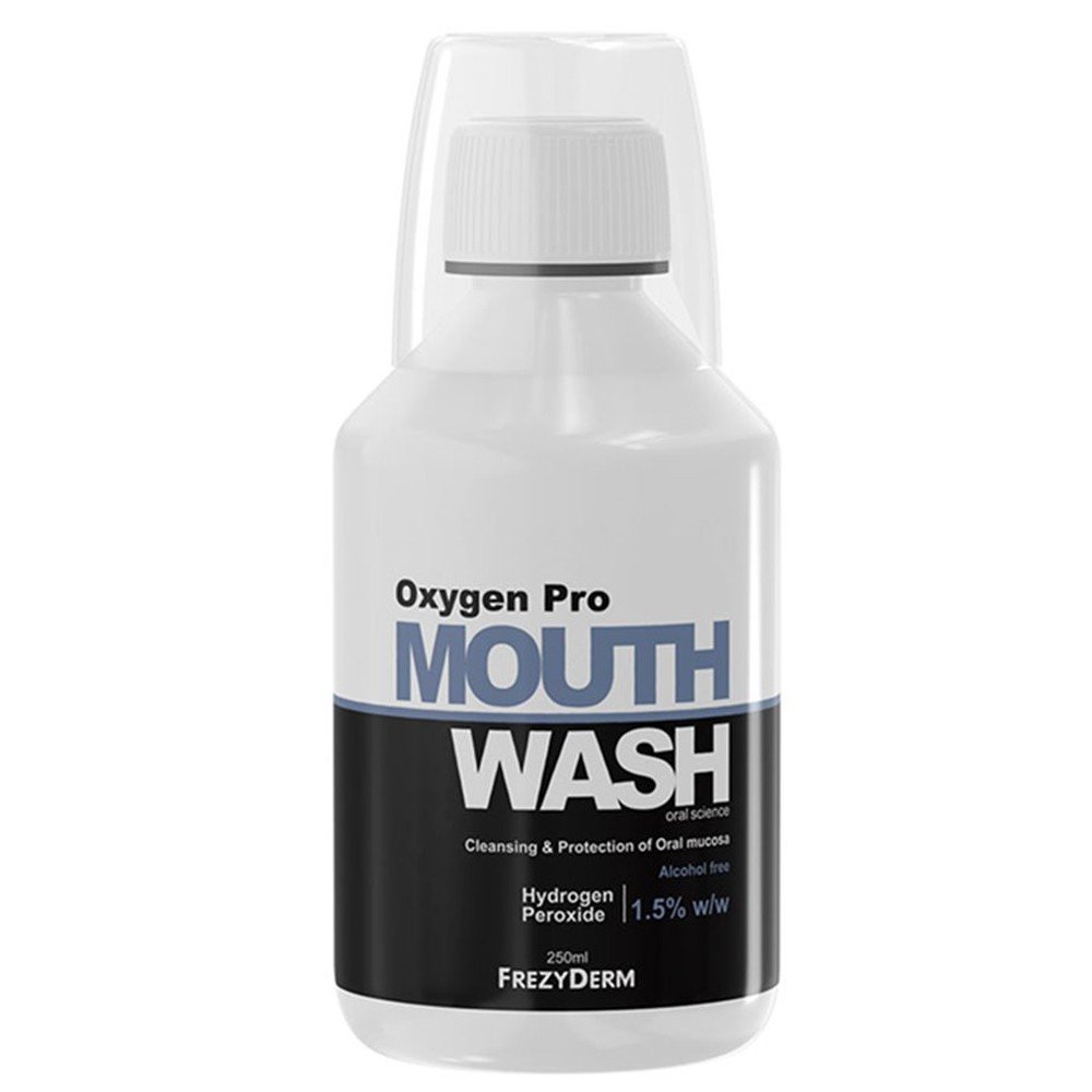 Frezyderm Mouthwash Oxygen Pro- Στοματικό Διάλυμα Με Ενεργό Οξυγόνο, Βιονεργό Πεπτίδιο & Υαλουρονικό Οξύ,  250ml