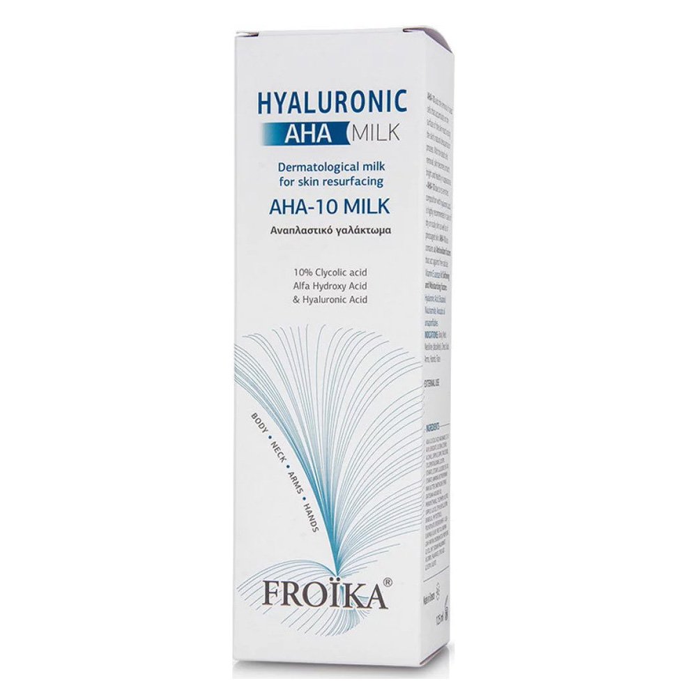 Froika Hyaluronic AHA-10 24ωρη Κρέμα Προσώπου-Σώματος με Υαλουρονικό Οξύ για Ενυδάτωση, Πανάδες & Λεύκανση, 125ml