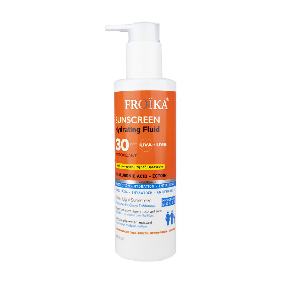 Froika Sunscreen Hydrating Fluid SPF30 Αντηλιακό Γαλάκτωμα με Υαλουρονικό Οξύ, 250ml