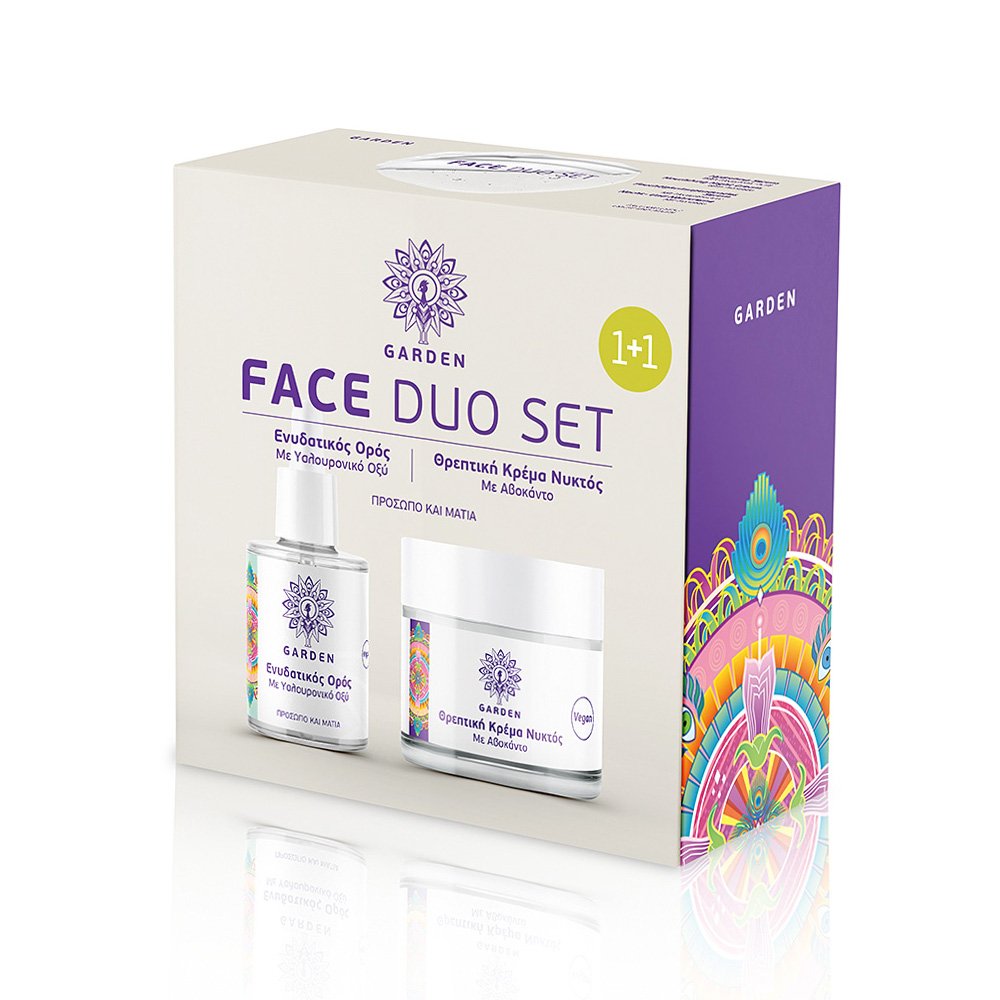 Garden Promo Face Duo Ενυδατικός Ορός με Υαλουρονικό Οξύ για Πρόσωπο & Μάτια, 30ml & Κρέμα Νυκτός με Αβοκάντο, 50ml