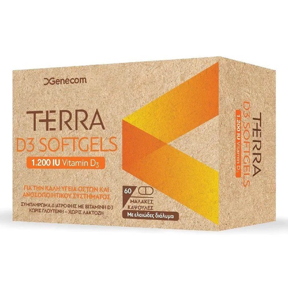 Genecom Terra Vitamin D3 1.200 IU Συμπλήρωμα Διατροφής με Βιταμίνη D3, 60 Μαλακές Κάψουλες