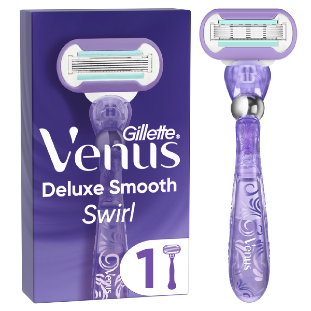 Gillette Venus Deluxe Smooth Swirl Λαβή Γυναικείας Ξυριστικής Μηχανής, 1τμχ & Ανταλλακτική Κεφαλή, 1τμχ