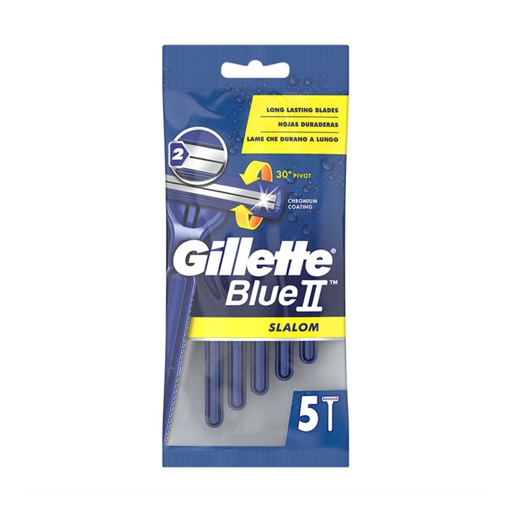 Gillette Blue2 Slalom Ξυραφάκια μιας Χρήσης με 2 Λεπίδες, 5τμχ