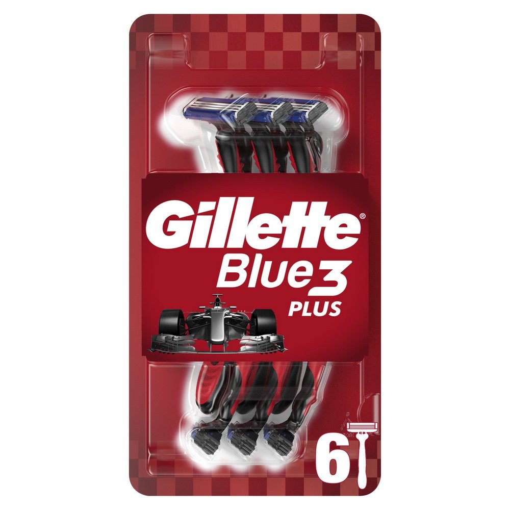 Gillette Blue3 Red Ξυραφάκια μιας Χρήσης με 3 Λεπίδες & Λιπαντική Ταινία, 6τμχ