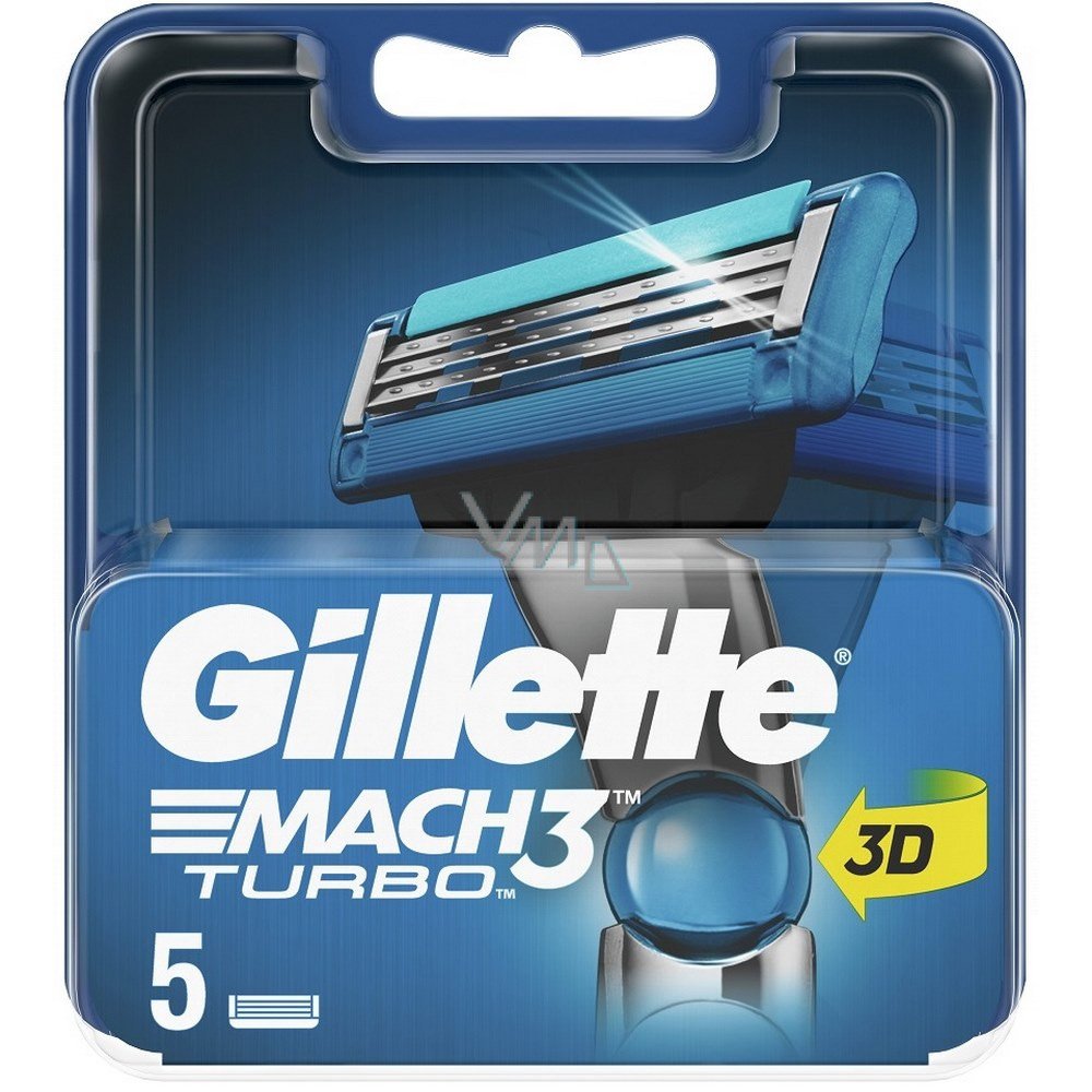 Gillette Mach3 Turbo Ανταλλακτικές Κεφαλές Ξυριστικής Μηχανής, 5τμχ