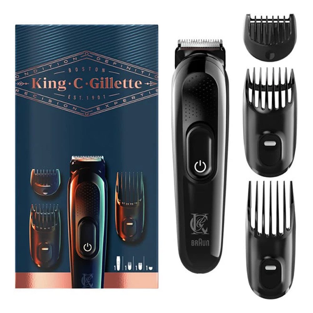 Gillette King C Beard Trimmer Ξυριστική Μηχανή Προσώπου Επαναφορτιζόμενη με 3 χτενάκια, 1τμχ