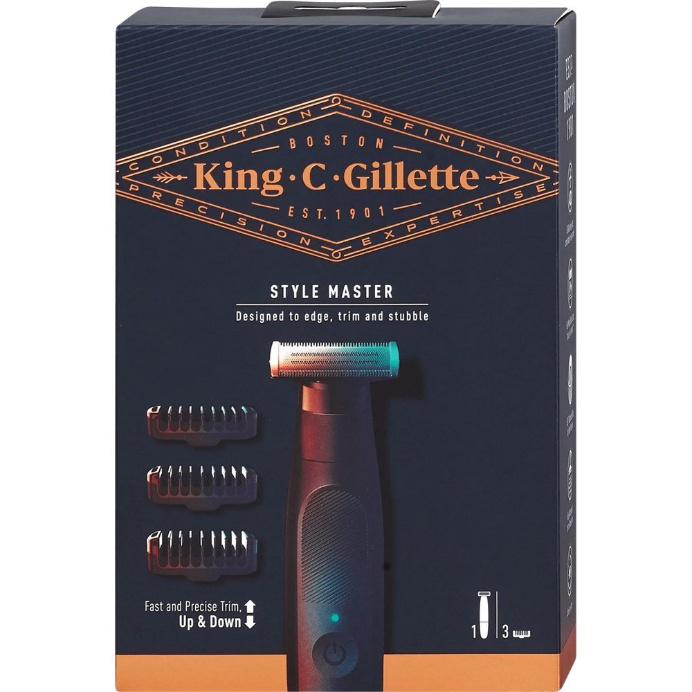 Gillette King C. Style Master Ανδρική Ξυριστική Μηχανή για Τα Γένια με 3 Εναλλάξιμα Χτενάκια, 1τμχ