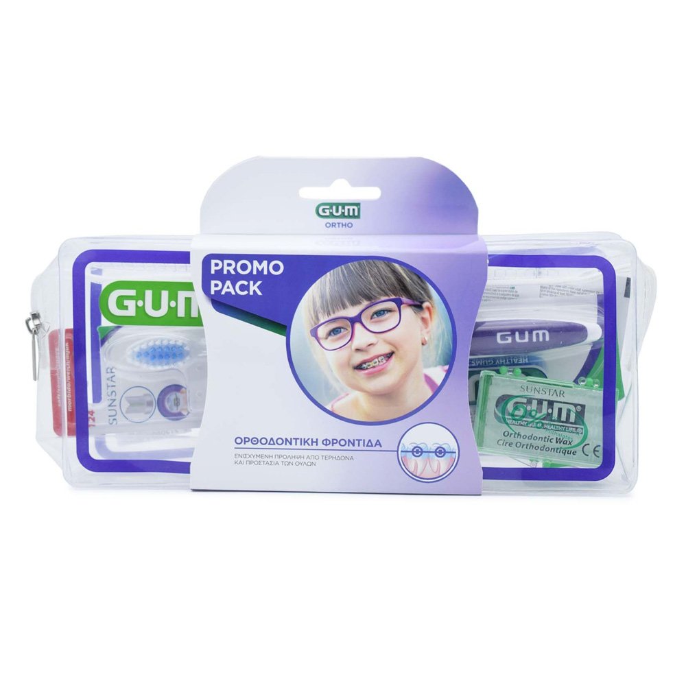 Gum Promo Ortho Care Kit με 124 Ορθοδοντική Οδοντόβουρτσα 1τμχ & Προτεμαχισμένο Κερί Ortho 723, 1τμχ & AftaClear Gel, 2x2ml & Νήμα Ortho 3 σε 1, 1σετ