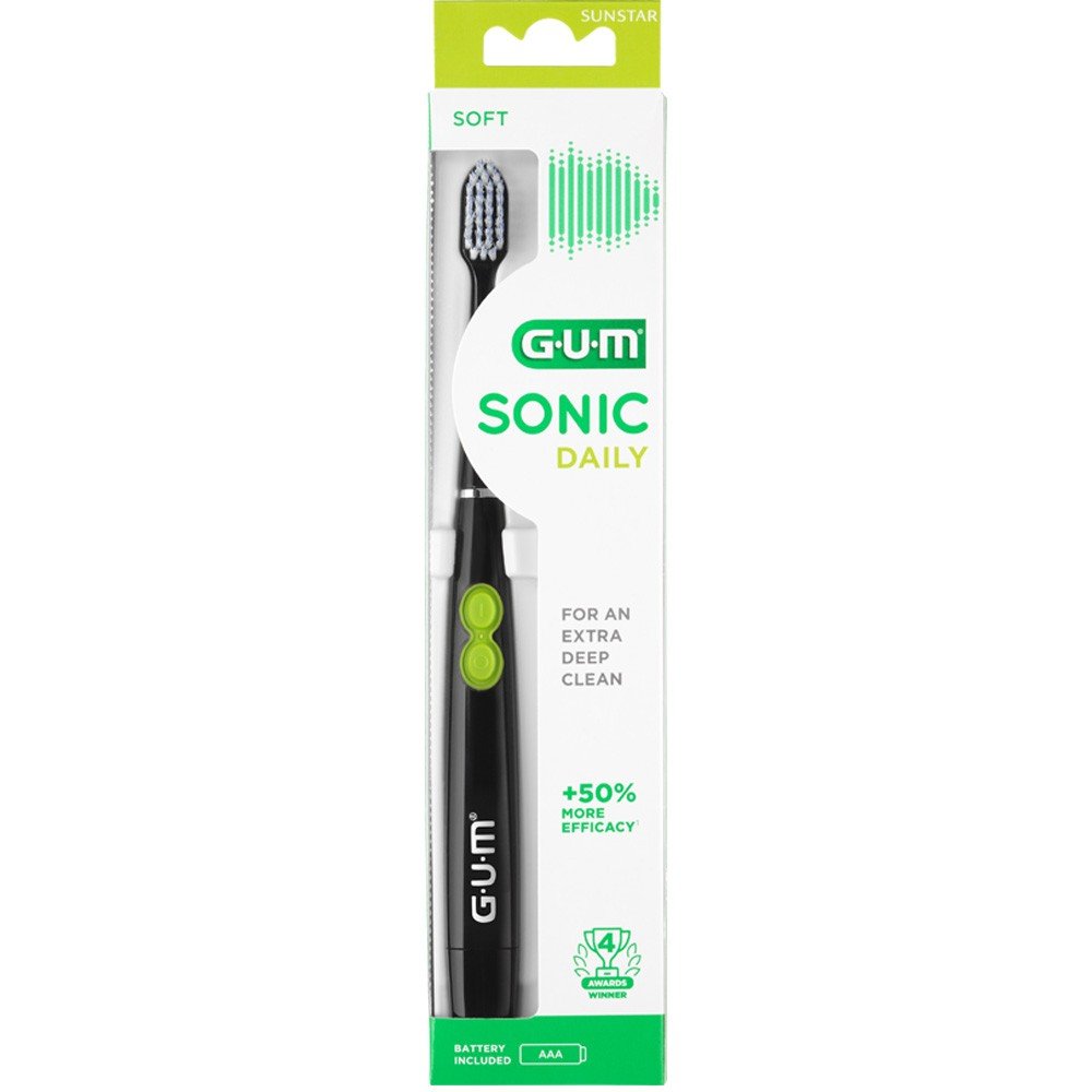 Gum Sonic Daily Soft 4100 Ηλεκτρική Οδοντόβουρτσα Μπαταρίας Μαύρη, 1τμχ
