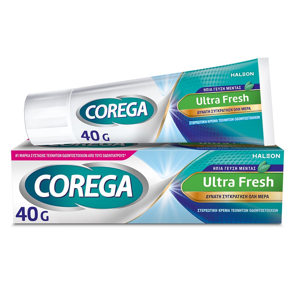 Corega 3D Hold Ultra Fresh Cream Στερεωτική Κρέμα Οδοντοστοιχιών για Δυνατή Συγκράτηση με Γεύση Μέντας, 40gr 