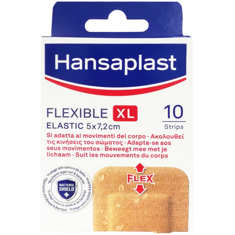 Hansaplast Flexible Elastic XL Strips Ελαστικά Επιθέματα, 5x7.2cm, 10τεμ