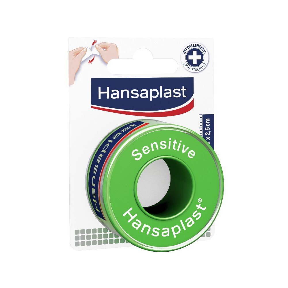Hansaplast Αυτοκόλλητη Επιδεσμική Ταινία Sensitive Υποαλλεργική 2,50cm x 5m 1τμχ