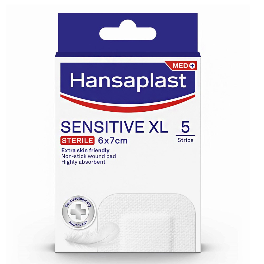 Hansaplast Med+ Sensitive XL Sterile Αυτοκόλλητα Αποστειρωμένα Επιθέματα Πληγών 6x7cm, 5τμχ