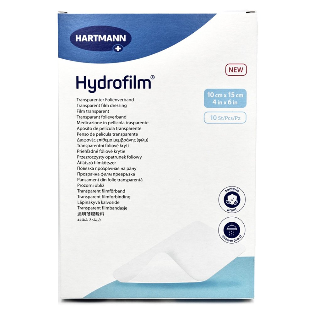  Hartmann Hydrofilm Διάφανη Αυτοκόλλητη Μεμβράνη Αποστειρωμένη Αδιάβροχη 10x15cm, 10τμχ