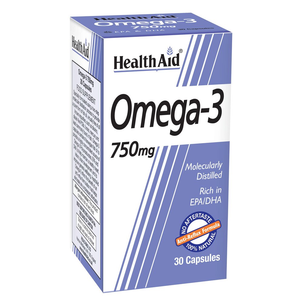 Health Aid Omega 3 750mg Πολυακόρεστα Λιπαρά Οξέα Ωμέγα 3 EPA & DHA 750mg, 30caps
