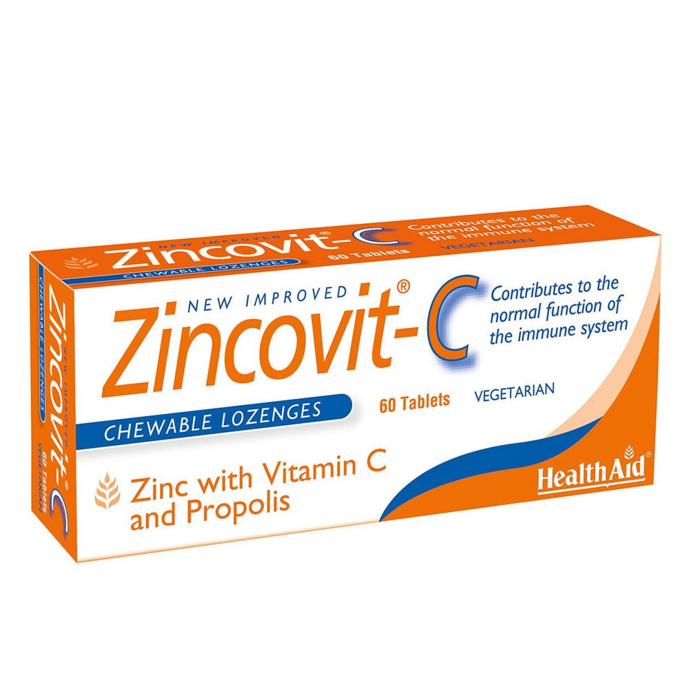 Health Aid Zincovit C Συμπλήρωμα Διατροφής με Ψευδάργυρο, Βιταμίνη C & Πρόπολη για Ενίσχυση Ανοσοποιητικού, 60tabs