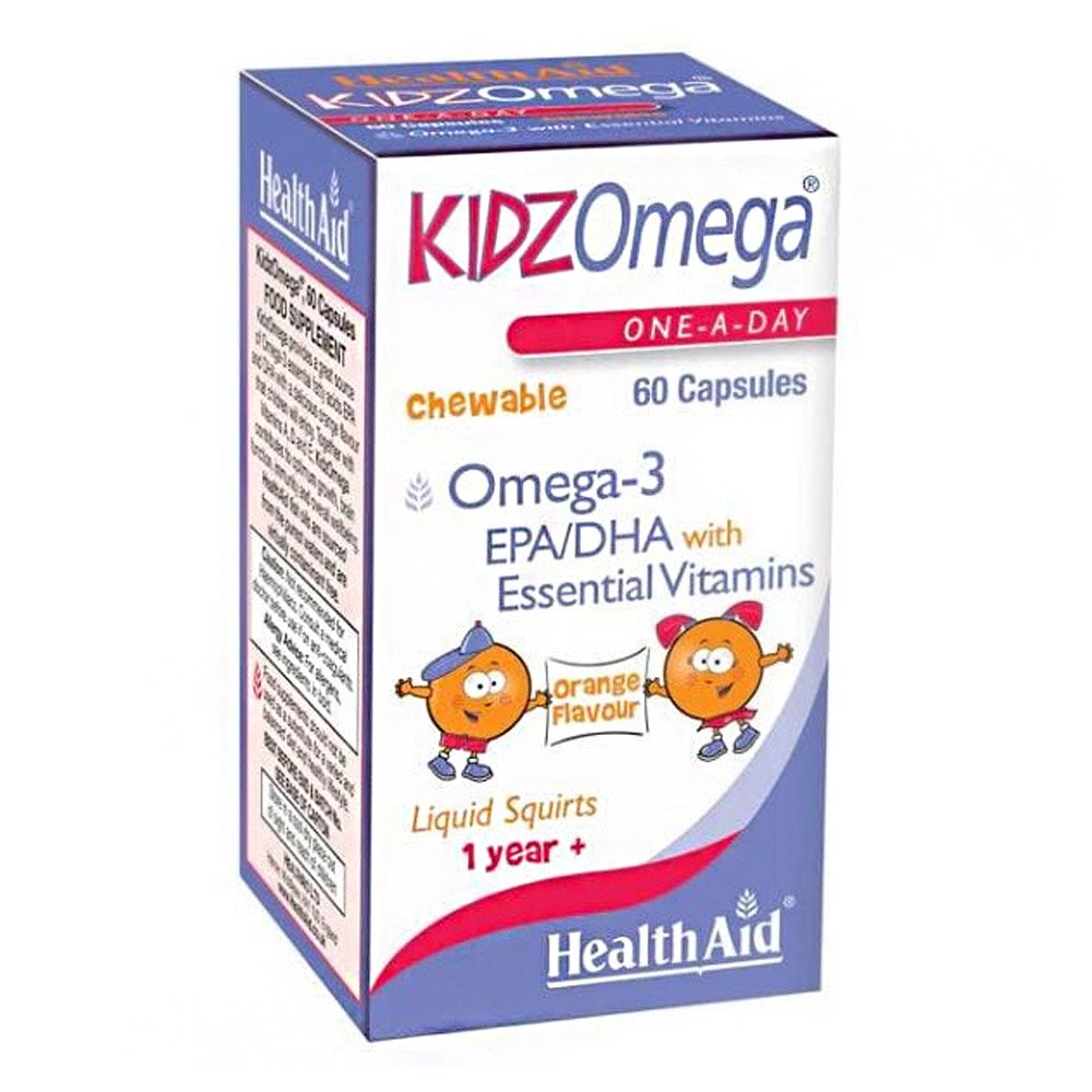 Health Aid KidzOmega One A Day Συμπλήρωμα Διατροφής Ωμέγα 3 & Βιταμίνες για Παιδιά με Γεύση Πορτοκάλι, 60 μασώμενες κάψουλες