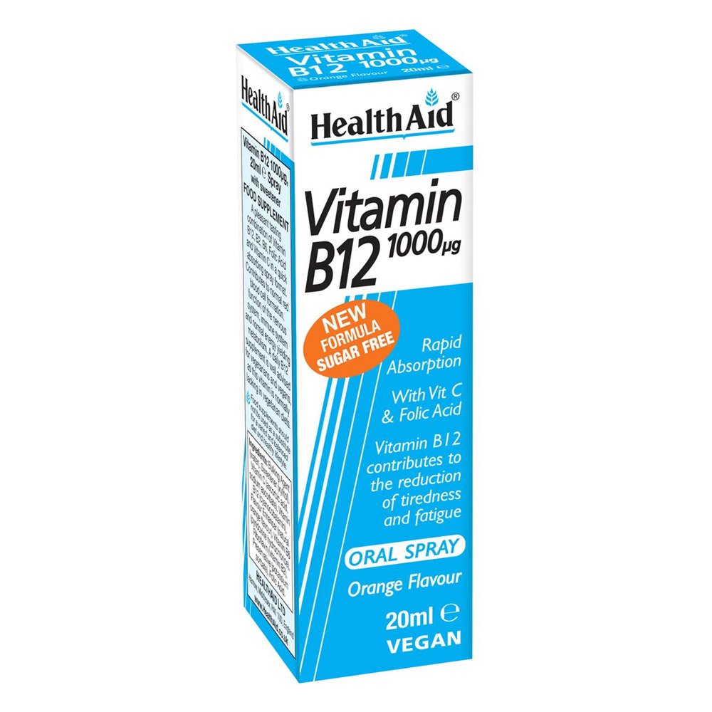 Health Aid Vitamin B12 1000μg Oral Spray για Εύκολη Λήψη & Γρήγορη Απορρόφηση, 20ml