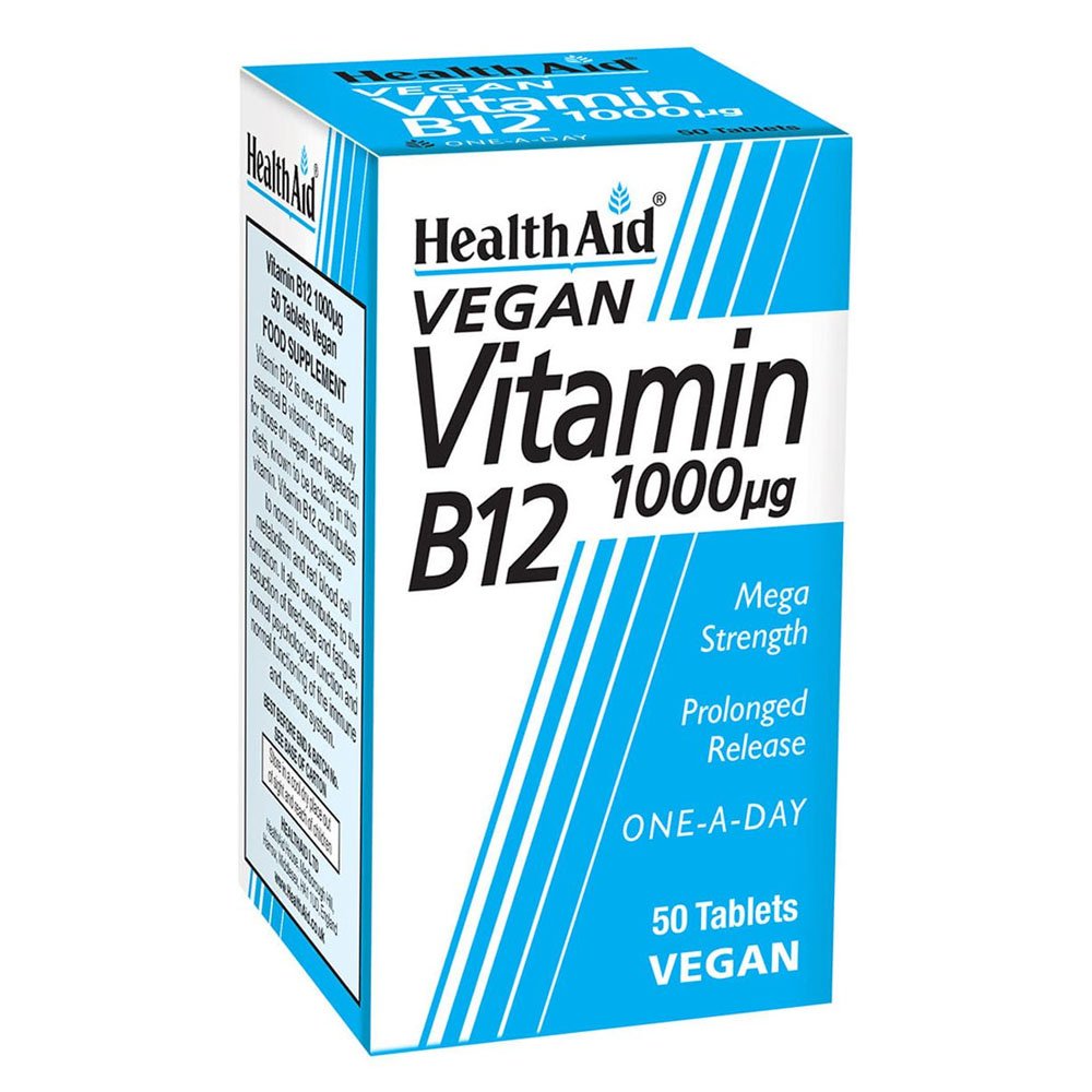 Health Aid Βιταμίνη B12 1000μg Cobalamin για την Καλή Λειτουργία του Νευρικού Συστήματος, 50tabs