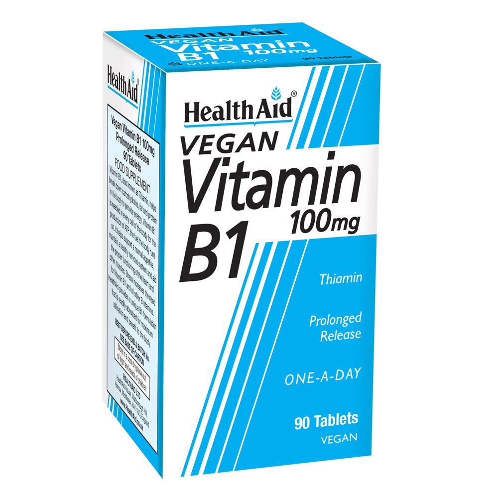 Health Aid Vitamin B1 100mg Συμπλήρωμα Διατροφής Βραδείας Αποδέσμευσης με Θειαμίνη, 90tabs