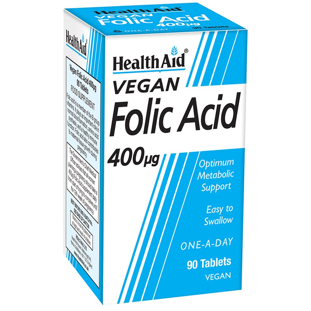 Health Aid Acid Folic 400mg Συμπλήρωμα Διατροφής Φολλικού Οξέως, 90tabs
