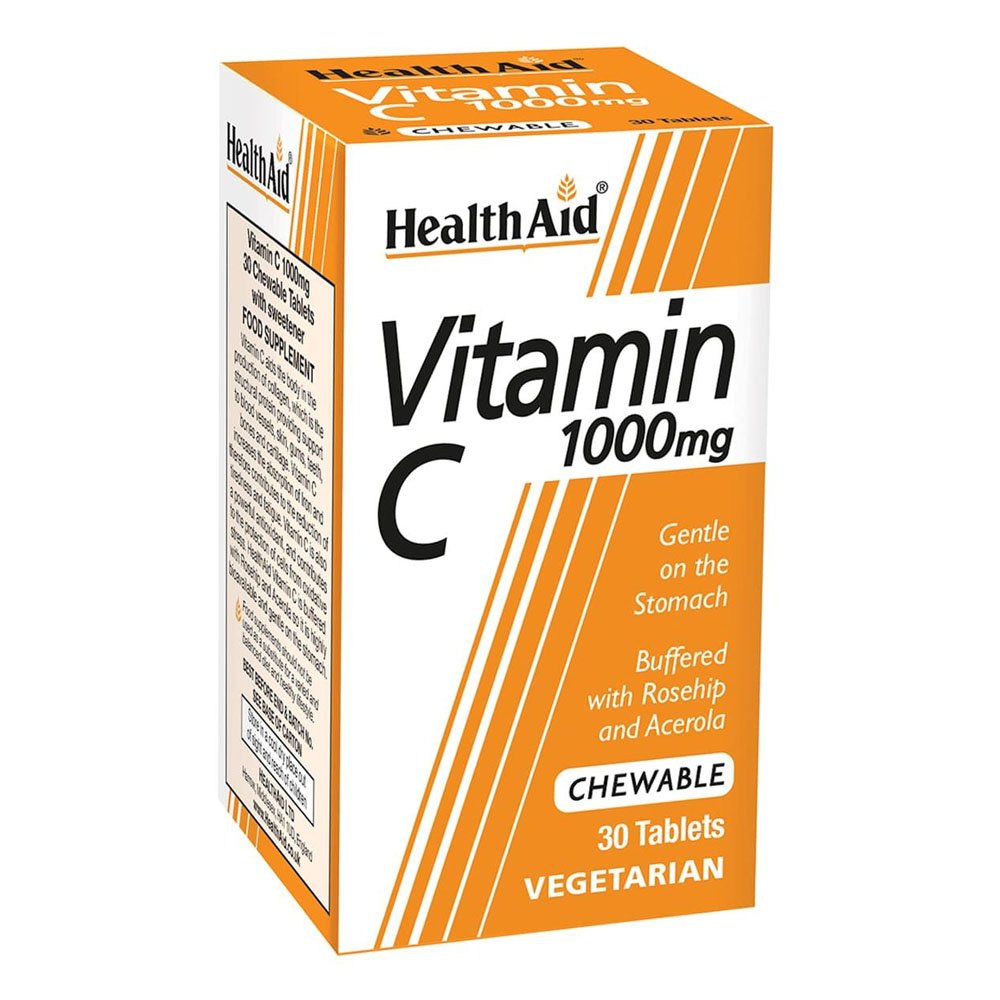 Health Aid Health Aid Vitamin C 1000mg Βιταμίνης C με Αγριοτριανταφυλλιά & Ασερόλα, 30 μασώμενες ταμπλέτες