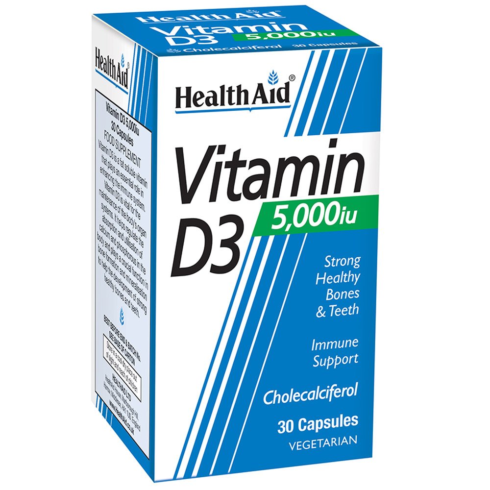 Health Aid Vitamin D3 5000 IU Βιταμίνη D3, 30tabs