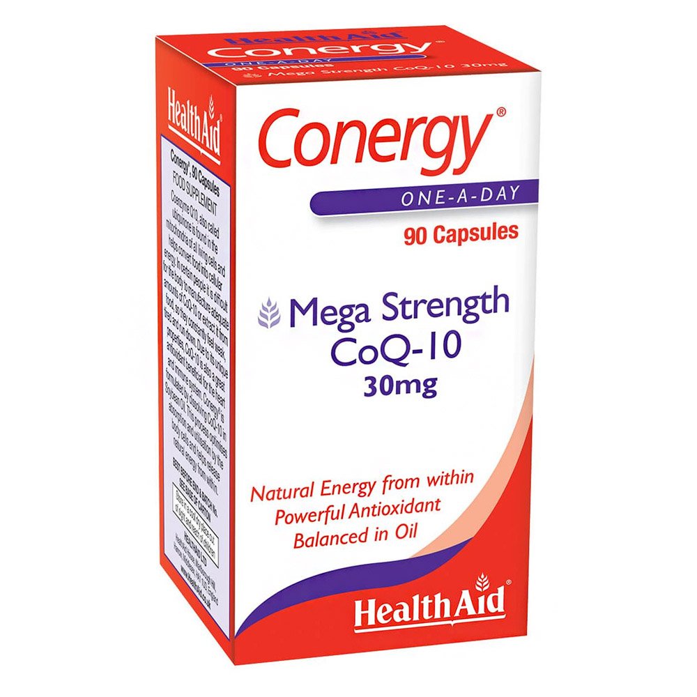 Health Aid Conergy Mega Strength CoQ10 30mg, Συνένζυμο Q10 για την Παραγωγή Ενέργειας & την Ενίσχυση του Ανοσοποιητικού, 90caps