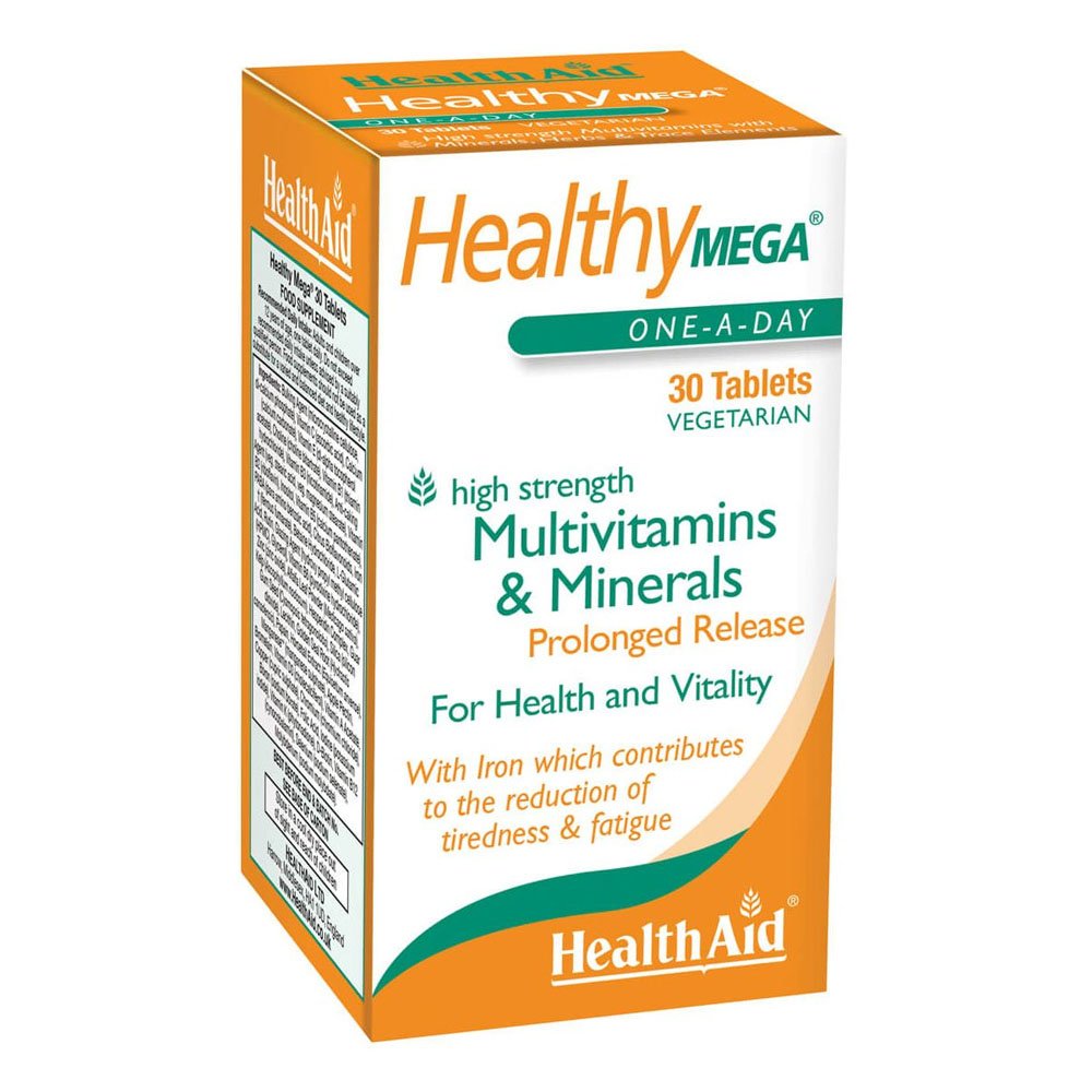 Health Aid Healthy Mega Multivitamins & Minerals Συμπλήρωμα Διατροφής με Βιταμίνες & Μέταλλα, Ιχνοστοιχεία & Διατροφικά Φυτοστοιχεία, 30tabs