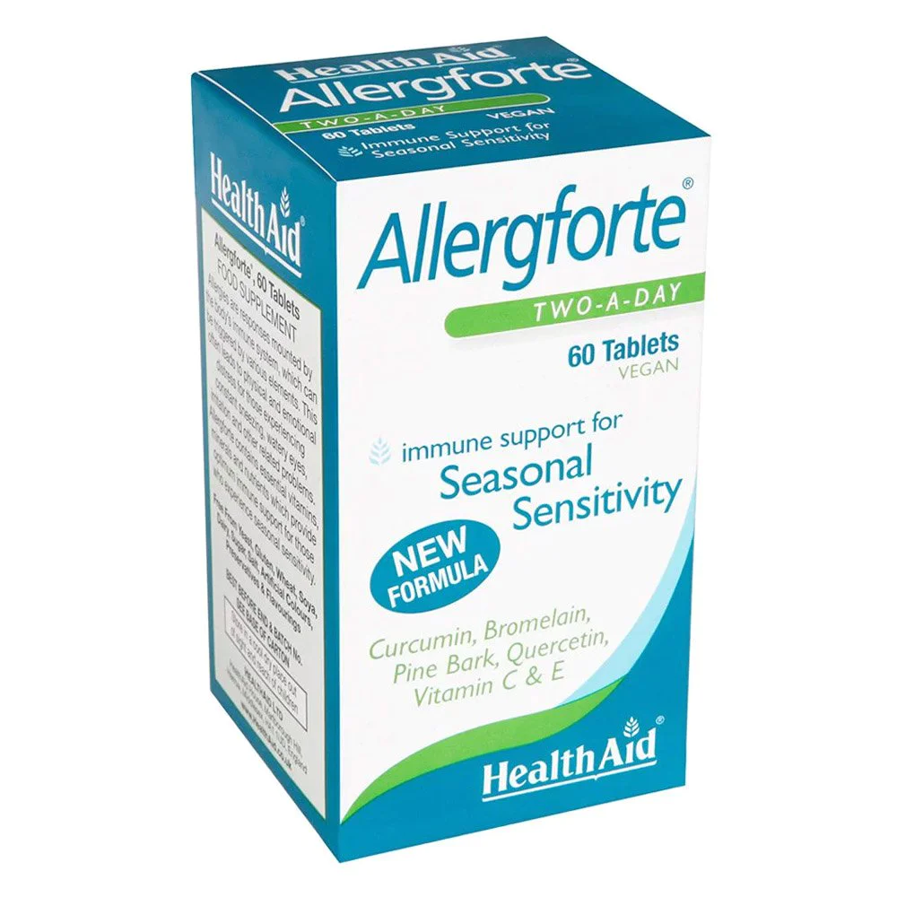 Health Aid Allergforte Two A Day Φυσικό Αντισταμινικό για τις Εποχιακές Αλλεργίες, 60tabs