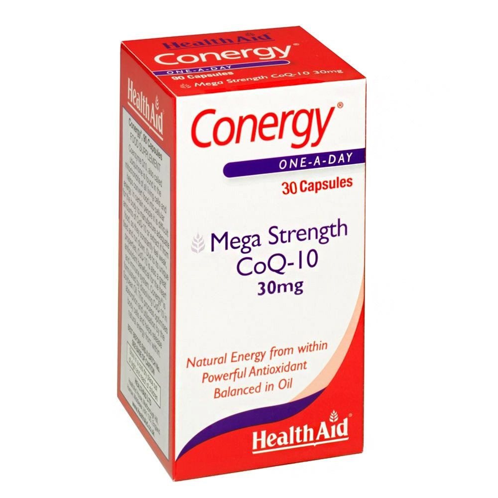 Health Aid Conergy Mega Strength CoQ10 30mg, Συνένζυμο Q10 για την Παραγωγή Ενέργειας & την Ενίσχυση του Ανοσοποιητικού, 30caps